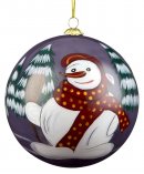 Weihnachtskugel Schneemann im Wald 6cm